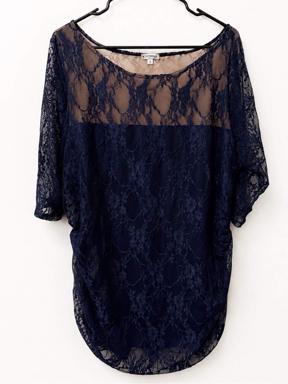 Kiyonna Navy Lace Overlay Tunic Top